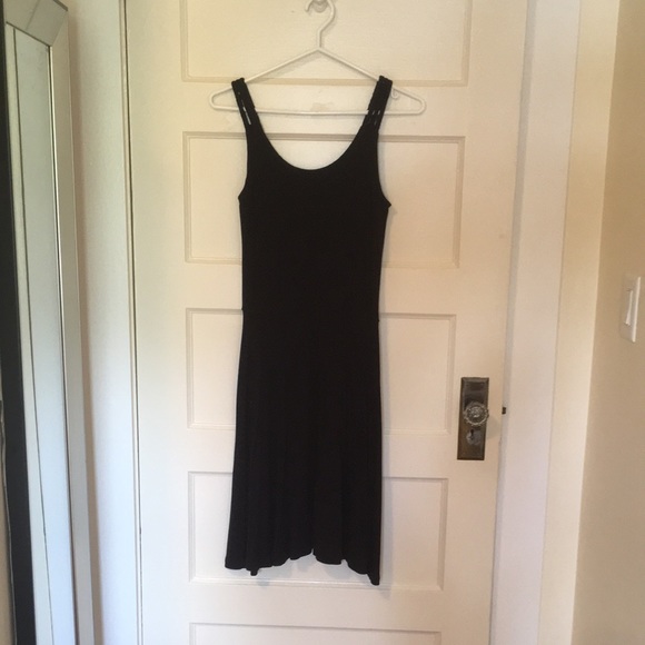 Black jersey dress with braided straps - Picture 2 of 6